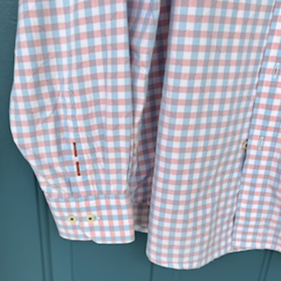 TOMMY BAHAMA BLUE RED PLAID BUTTON DOWN LONG SLEEVE SHIRT SIZE MEDIUM - Picture 8 of 15